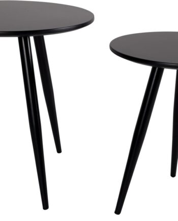 Sidebord   Småbord Studio White Daven ø50   H50 Cm Antracit Lakeret Træ Med Sort Metalbund