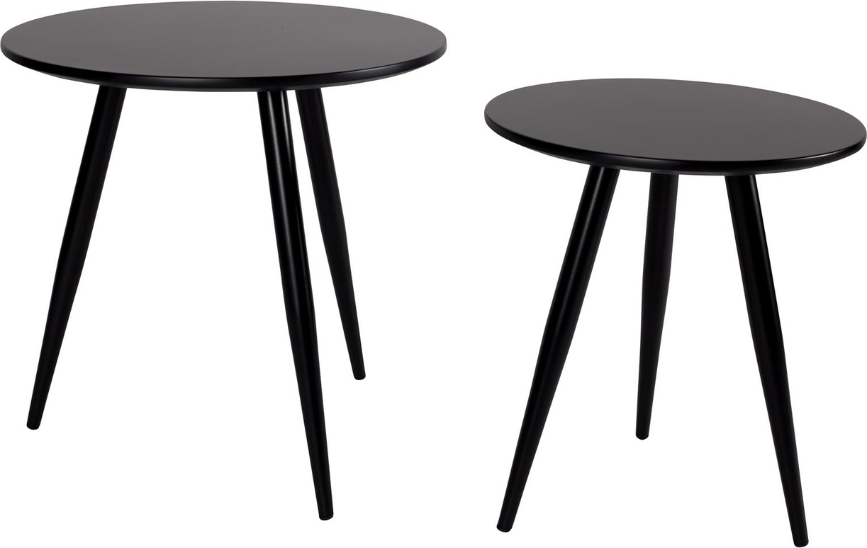 Sidebord Småbord Studio White Daven ø50 H50 Cm Antracit Lakeret Træ Med Sort Metalbund