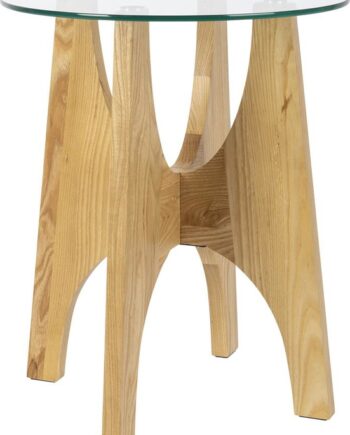 Sidebord Småbord Zuiver Kobe ø45   H55 Cm Mørk Sand Glasbordplade   Asketræsbase