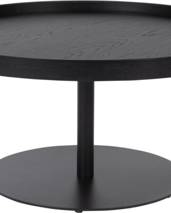 Sidebord Studio White Yuri   Mørkegrå Egetræsfiner Med Jernstel ø70   H35 Cm