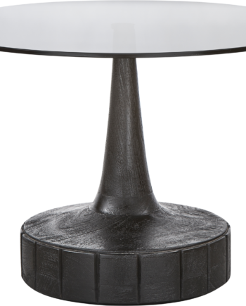 Sidebord Woood Collection Soya   Sort Mangotræ Med Rund Glasplade ø60 H43