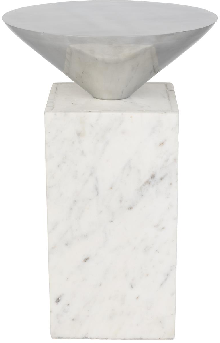 Sidebord Zuiver Pride Massivt Marmor Og Aluminium Offwhite H46ã ø30 Cm