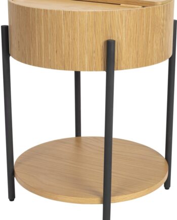 Sidebord Zuiver Slides   Egetræsfiner Mørk Sand ø45x58 Cm Metalunderstel