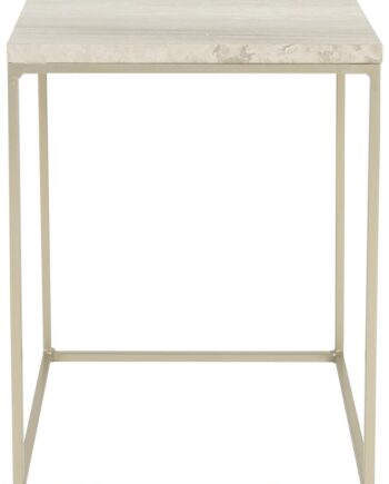 Sidebord Zuiver Stray   Massiv Lysgrå Marmor Med Jernbase 35x35x45 Cm
