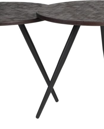 Sideborde Sæt   Stk Studio White Webster Askegrå Lakeret Teak Med Jernben ø50xh37 Cm