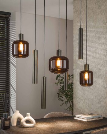 Sienna Loftlampe Med Kupler   Metal Og Glas Levering Uden Pære