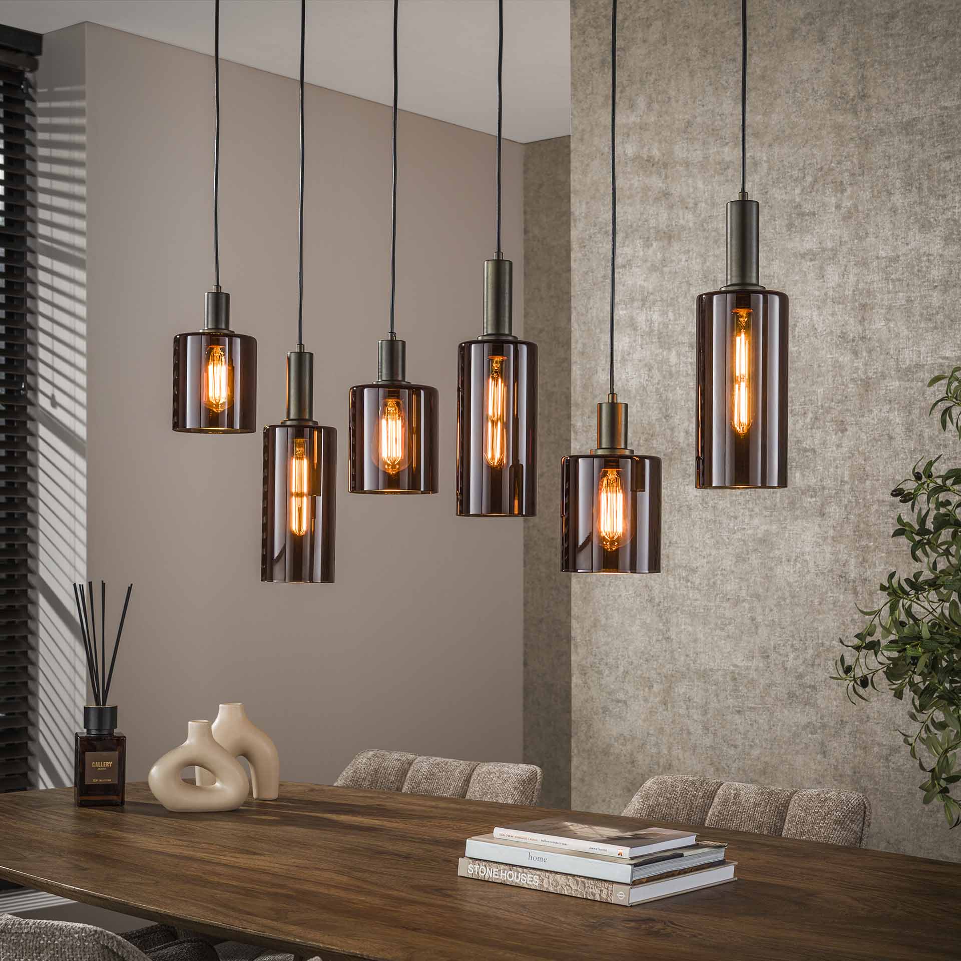 Sienna Loftlampe Med Seks Glasskærme Levering Uden Pære