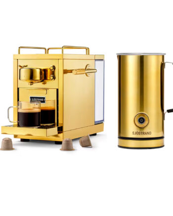 Sjöstrand Coffee Sjöstrand The Original   Kapselmaskine   Messing   Inkl  Mælkeskummer
