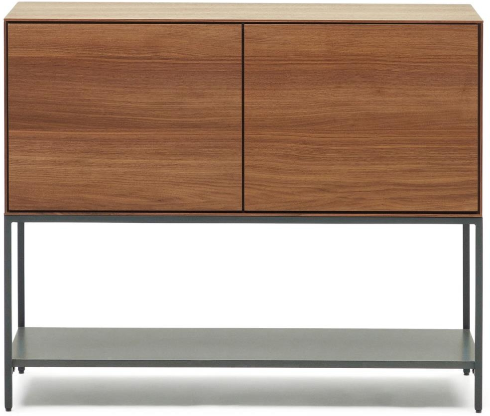 Skænk Kave Home Vedrana Valnøddefinér Og Stål Med Mat Antracit Finish H80xb97 5xd40 Cm