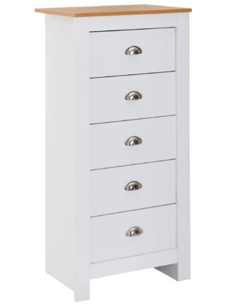 Skænk Med   Skuffer  53x114x39 Cm  Kommode Hvid   Eg  Moderne Look