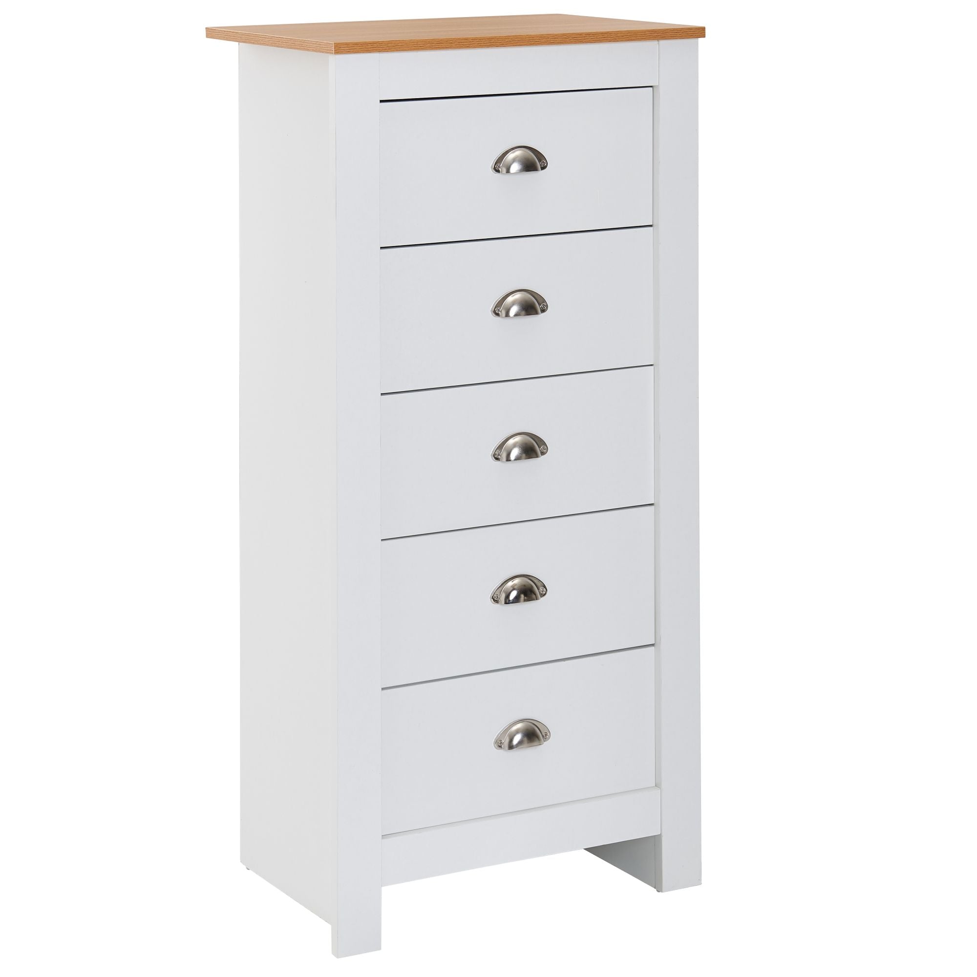 Skænk Med   Skuffer  53x114x39 Cm  Kommode Hvid   Eg  Moderne Look