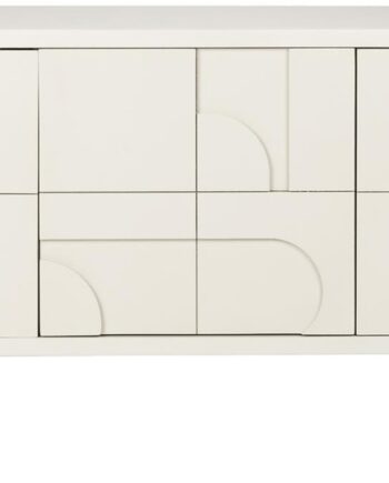 Skænk Studio White Funk Offwhite Lakeret Mdf Med Unikke 3d-døre   Organiske Former 120x55x40 Cm
