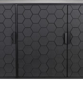 Skænk Studio White Linc Askegrå Grantræ Finér Med Hexagon-design H90xb135xd36 Cm