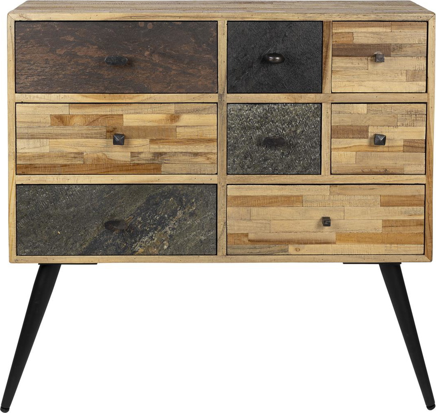 Skænk Studio White San Taupe Teak Stål Skuffer H89xb90xd31 Cm