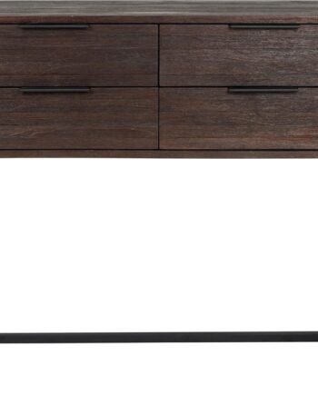 Skænk Studio White Webster Askegrå Genbrugsteak Med Jernben Opbevaringsskab   Skuffer H82xb90xd35 Cm