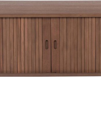 Skænk Zuiver Barbier   Valnøddetræsfiner Og Gummitræ Med Glashylder Og Smart Kabelføring H58   B120   D40 Cm