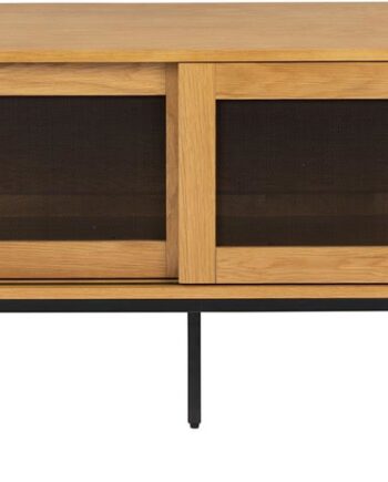 Skænk Zuiver Hardy Natur Egetræsfiner H60xb160xd45 Cm Stålstel Metalnet Skydedøre