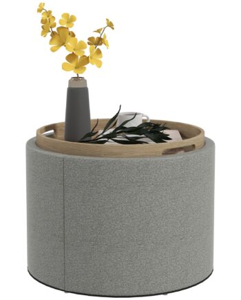 Skammel Polstret Fodskammel  Hør  Skjult Opbevaringsplads  Vendbart Låg      Cm   56 Cm   42 Cm  Grå   Natur