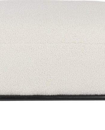 Skammel Studio White Polly Perlemorsfarvet Stof H36xb66xl50   Cm Polstret Koldskum Robust Metalbase 150 Kg