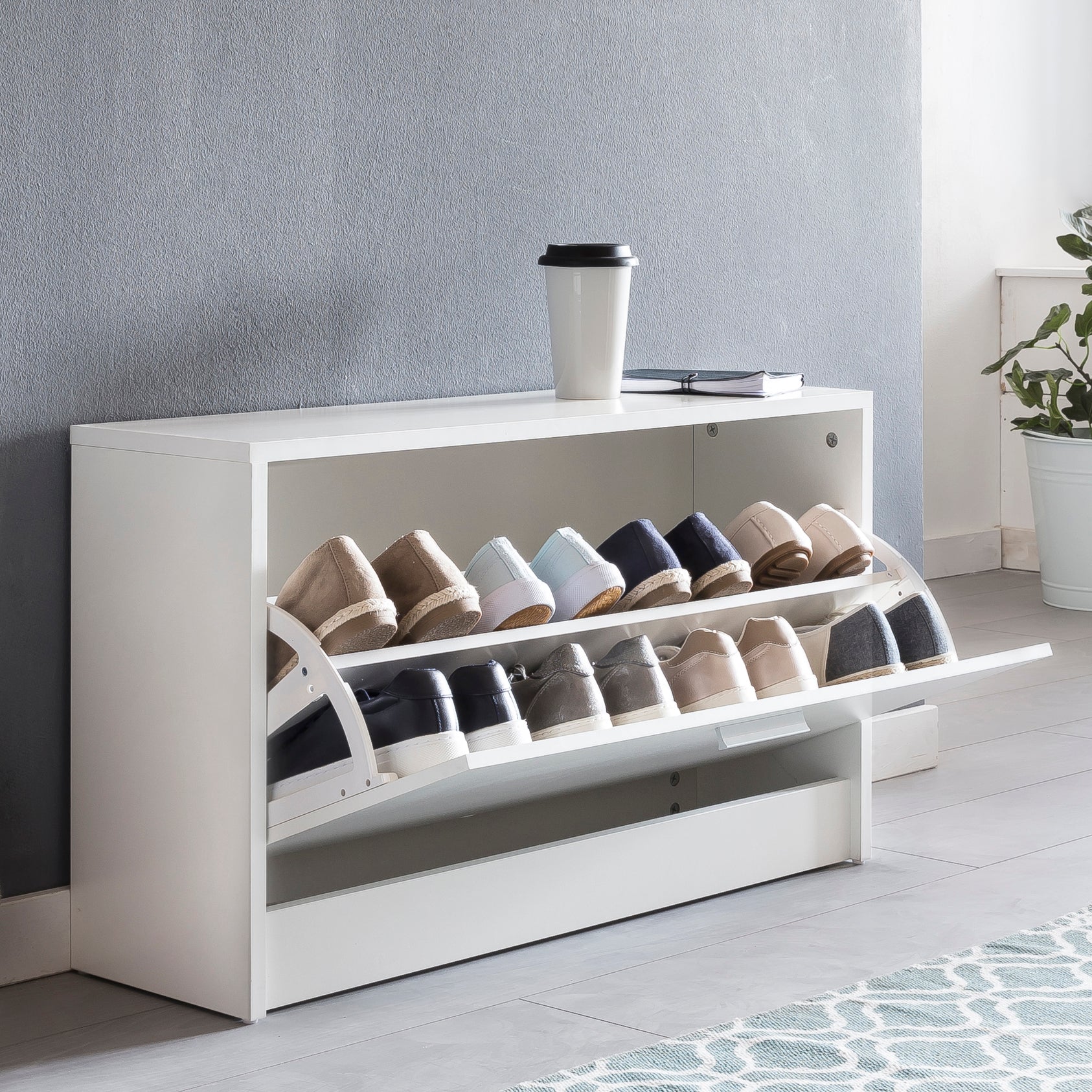 Skoskab   Moderne Look  Med Vippefunktion  80   47   24 Cm  Hvid