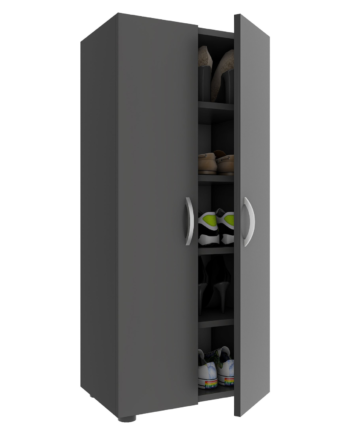 Skoskab Med   Rum Med Hængslede Døre   108x49x30 Cm   Metalbeslag  Antracit Grå