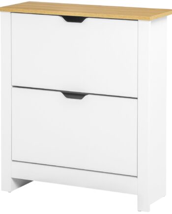 Skoskab Med Skoopbevaring    Rum  12 Par Sko  72 Cm   26 Cm   80 Cm  Hvid   Brun