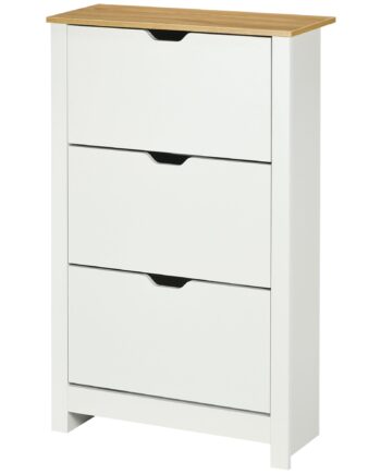 Skoskab Med Skoopbevaring    Rum  18 Par Sko  72 Cm   26 Cm   112 Cm  Hvid   Brun