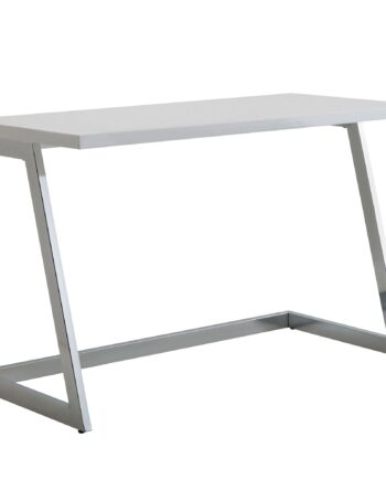 Skrivebord Med Skrå Ben  120   55   76 Cm  Højglans Hvid Sølv