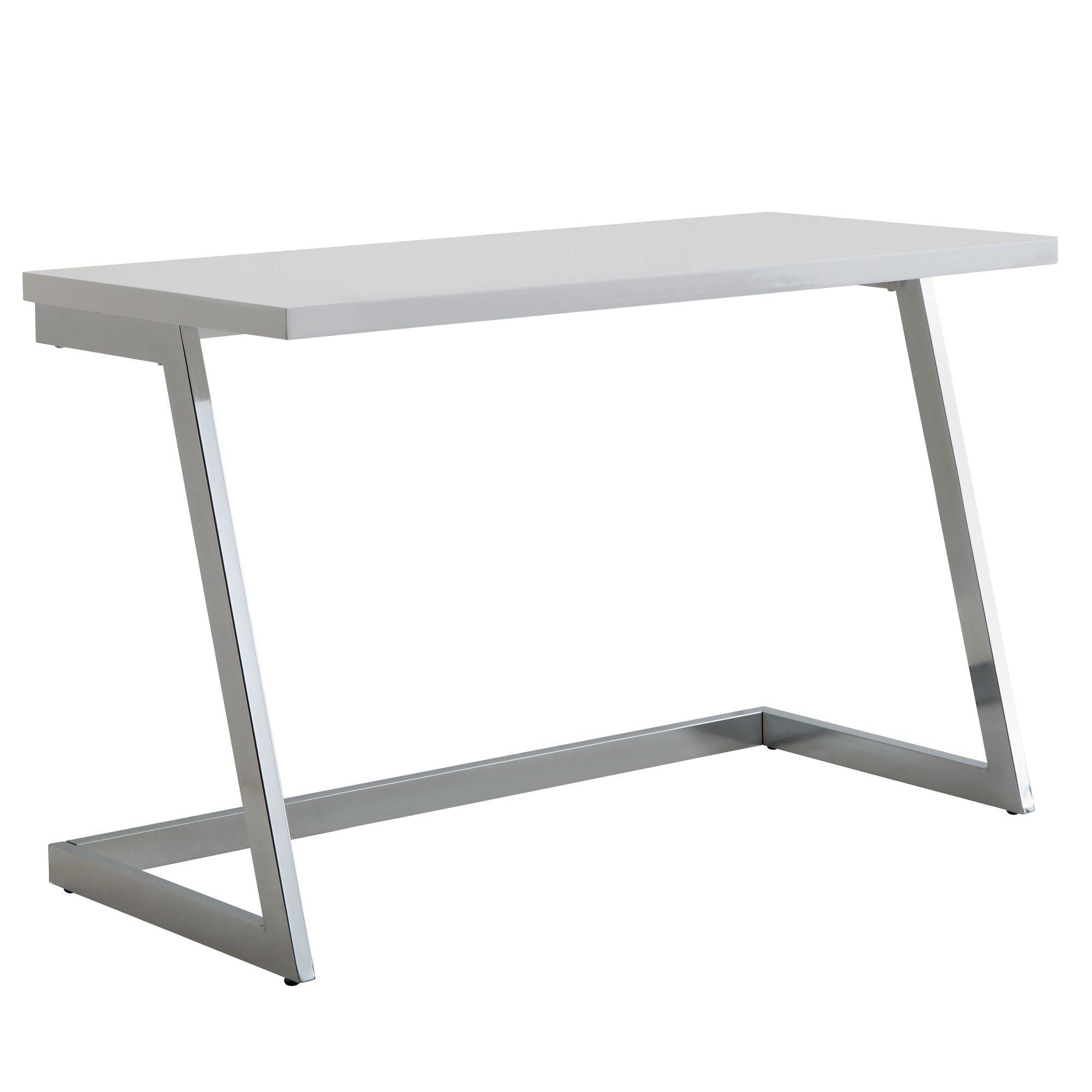 Skrivebord Med Skrå Ben  120   55   76 Cm  Højglans Hvid Sølv