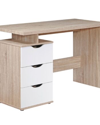 Skrivebord Med Skuffer  Naturfarvet Og Hvid  76   120   53 Cm