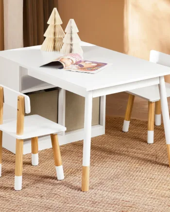 Skrivebord Til Børn Med Stol  B60 Cm   H53 Cm   L90 Cm  Hvid
