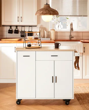 Smart Køkkenø På Hjul  Hvid  Skandi-stil  105x46x92 Cm
