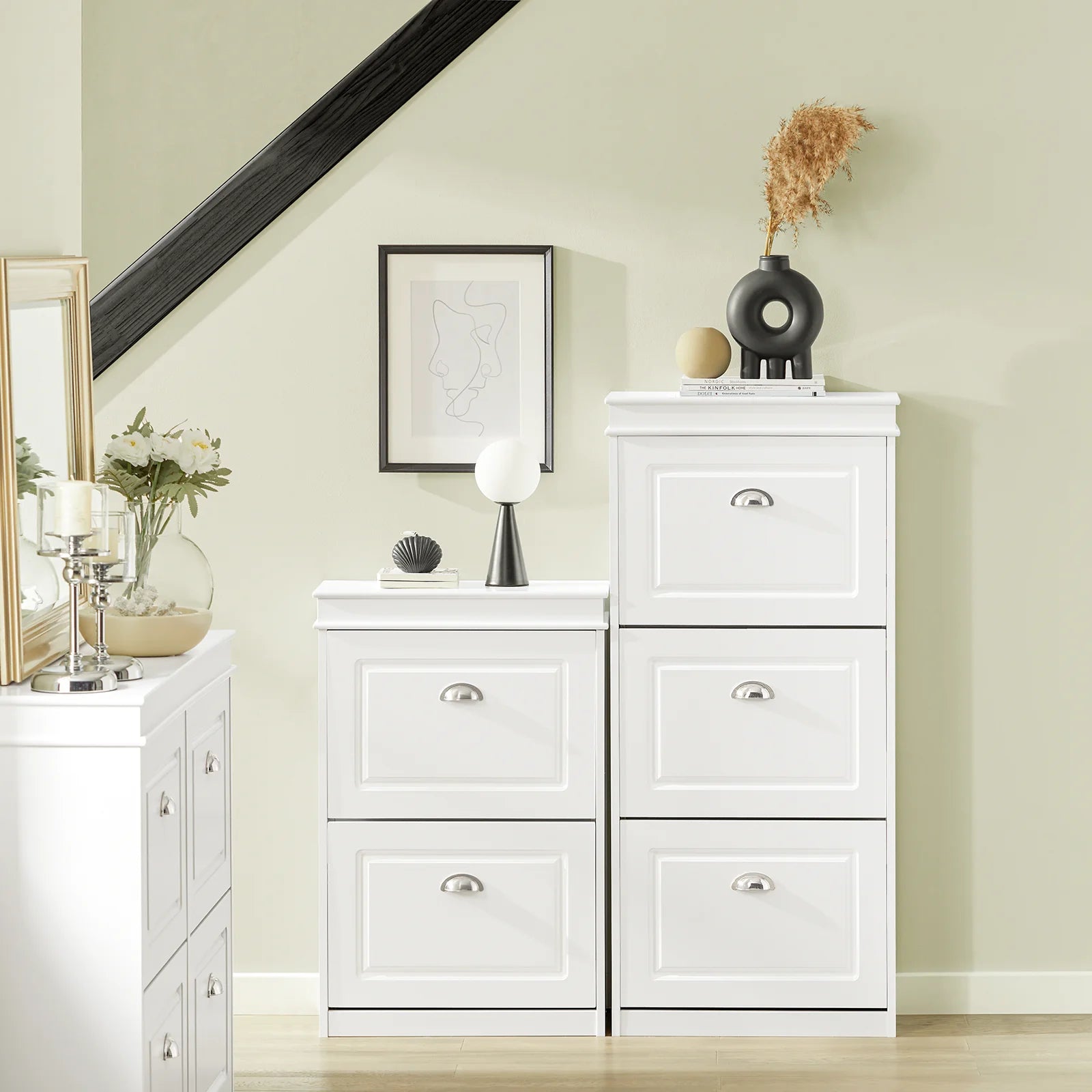 Smart Skoskab Med Vippefunktion  53   24   117 Cm  Hvid