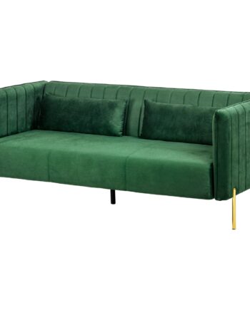 Sofa  -personers Sofa  Inklusive   Hynder  Fløjlslook  Retrodesign  Aftageligt Betræk  195 Cm   88 Cm   76 Cm Grøn
