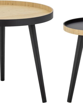 Sofabord Bloomingville Cappuccino Bambus ø60 Cm Rundt Salonbord Sort