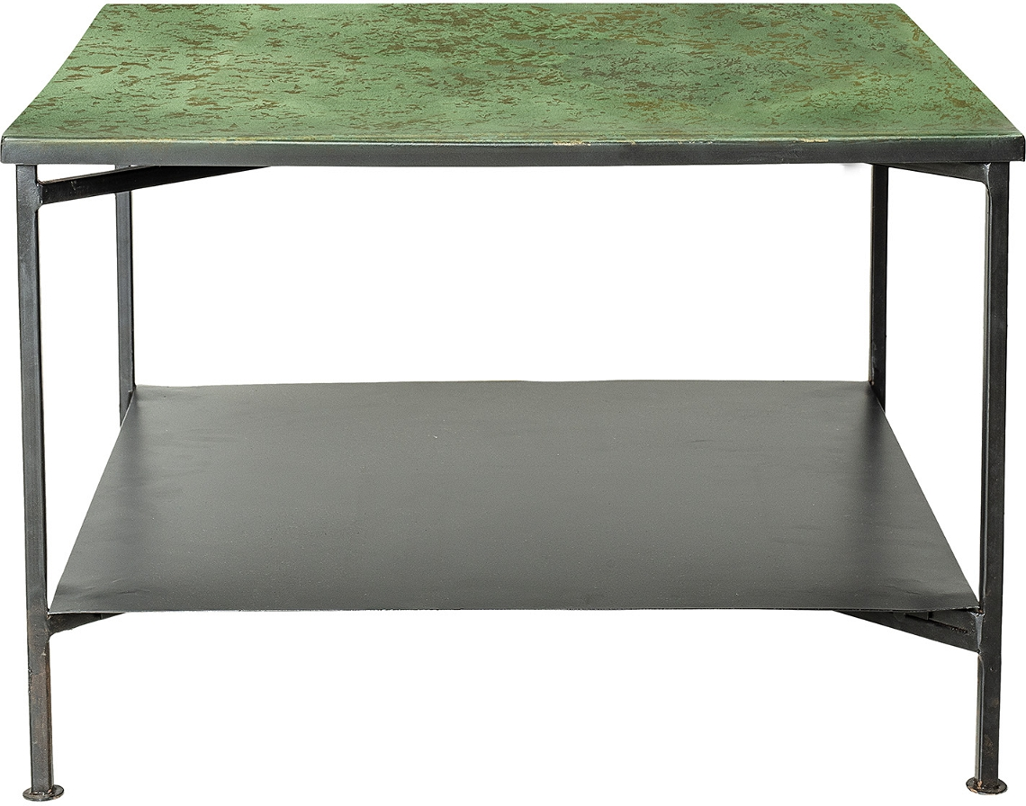 Sofabord Bloomingville Cozy Kaffebord Grøn Jern Med Hylde 60x60x40 Cm