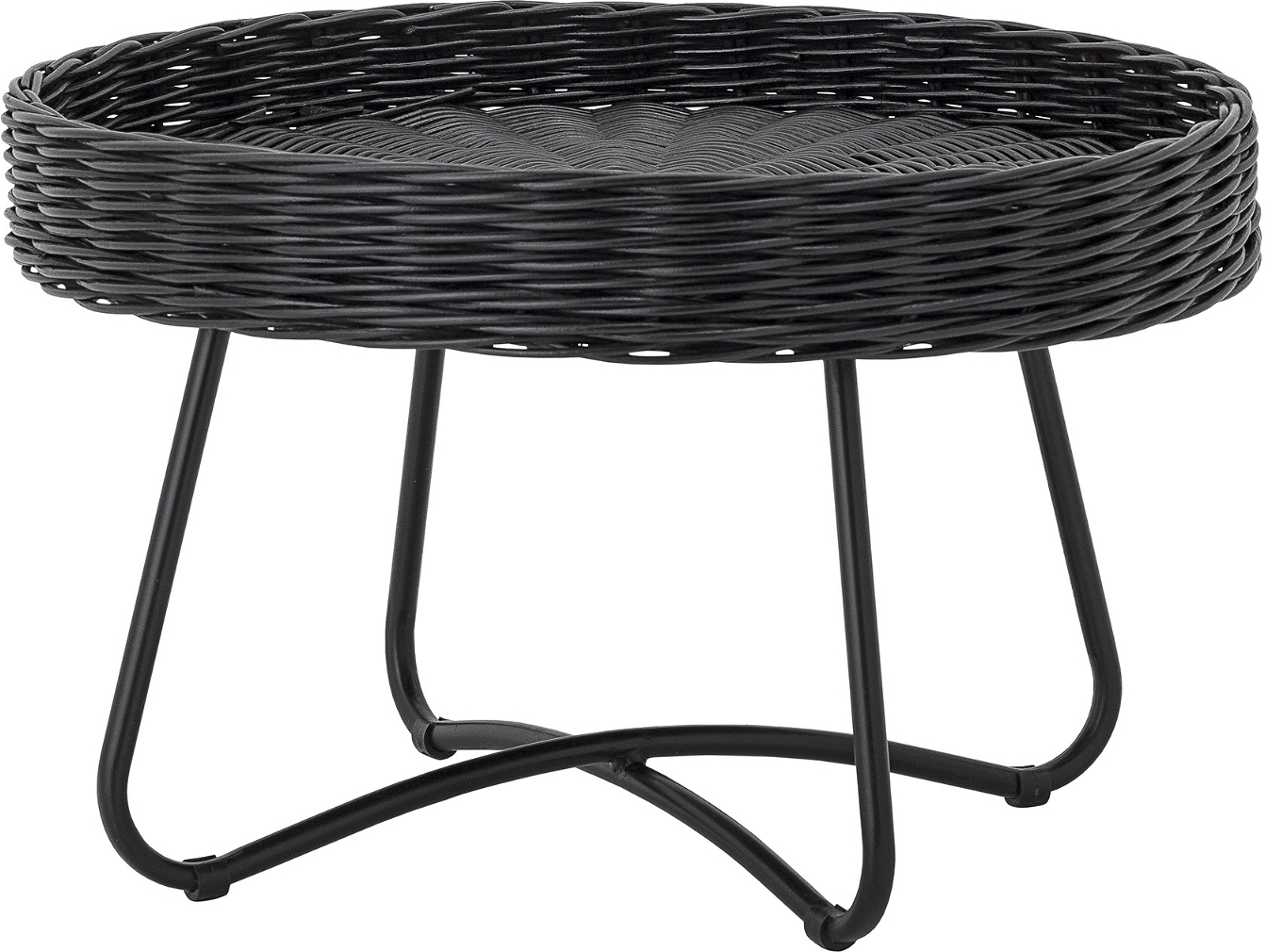 Sofabord Bloomingville Hattie Loungebord Sort Rattan ø60   H40 Cm