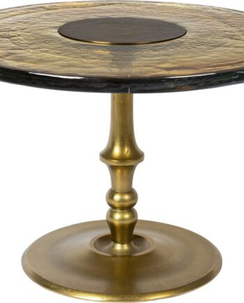 Sofabord Dutchbone Sue Retroinspireret ø60 Cm Taupe Glasplade Med Guld Aluminiumstel