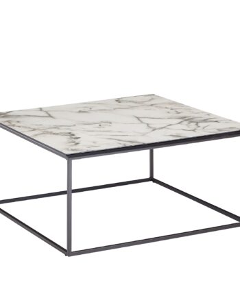 Sofabord Firkantet 80x38x80 Cm Med Marmorlook Hvid