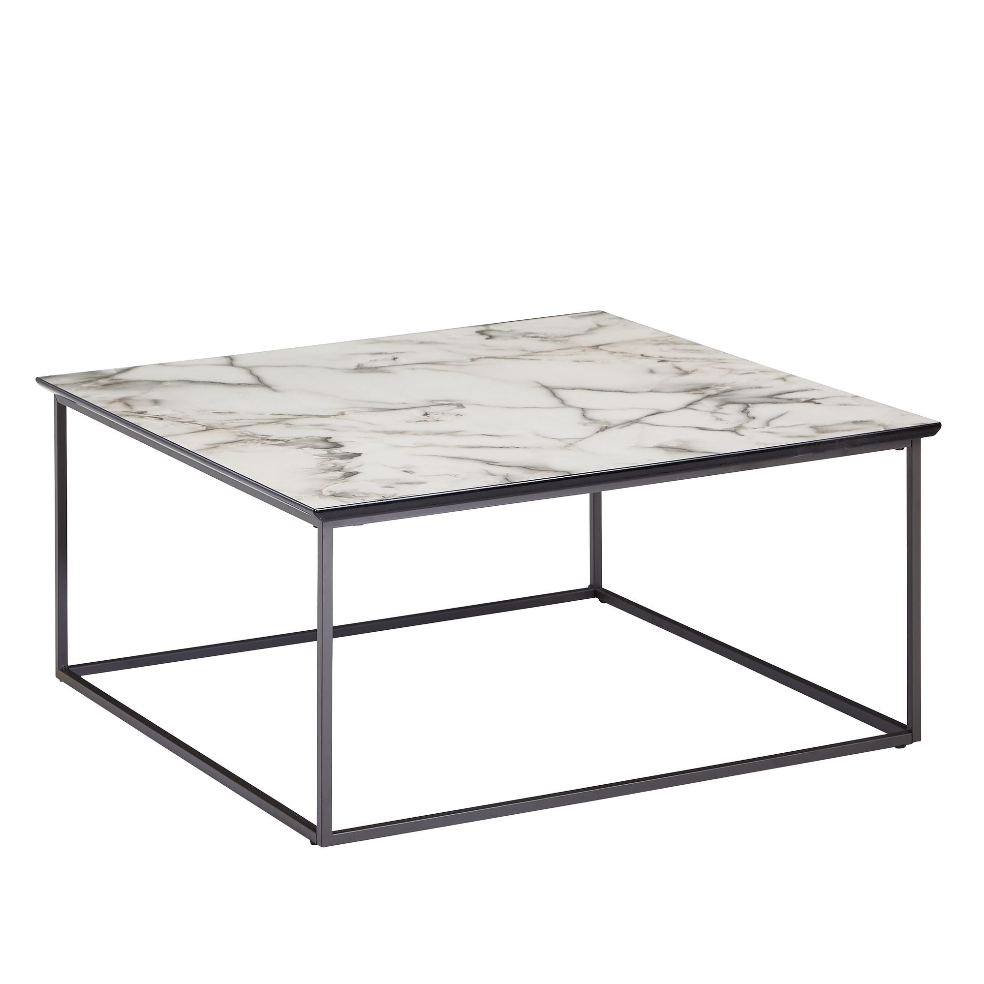Sofabord Firkantet 80x38x80 Cm Med Marmorlook Hvid