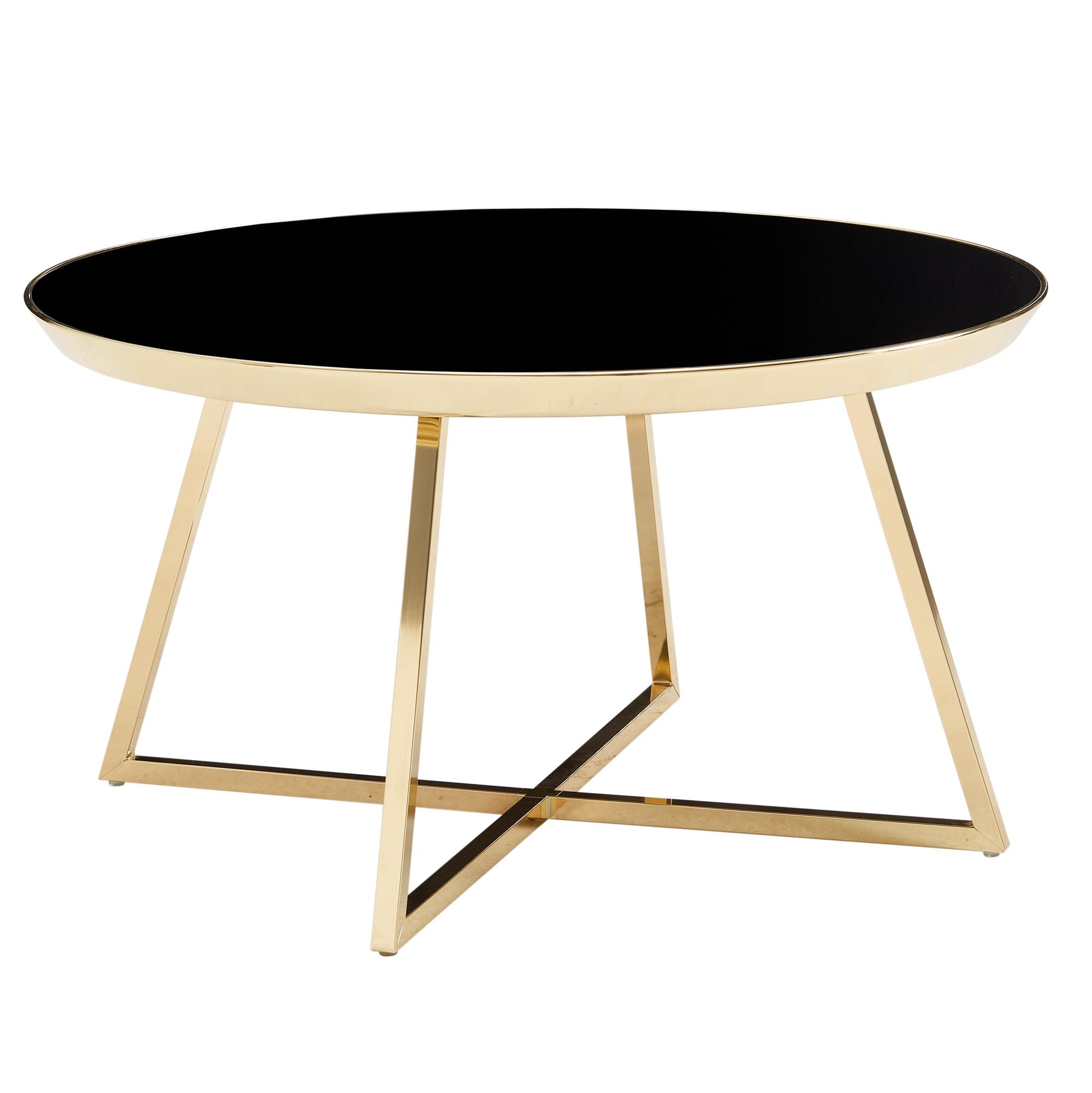 Sofabord   Glam-stil  Metal Og Glas  76x76x41 Cm  Sort