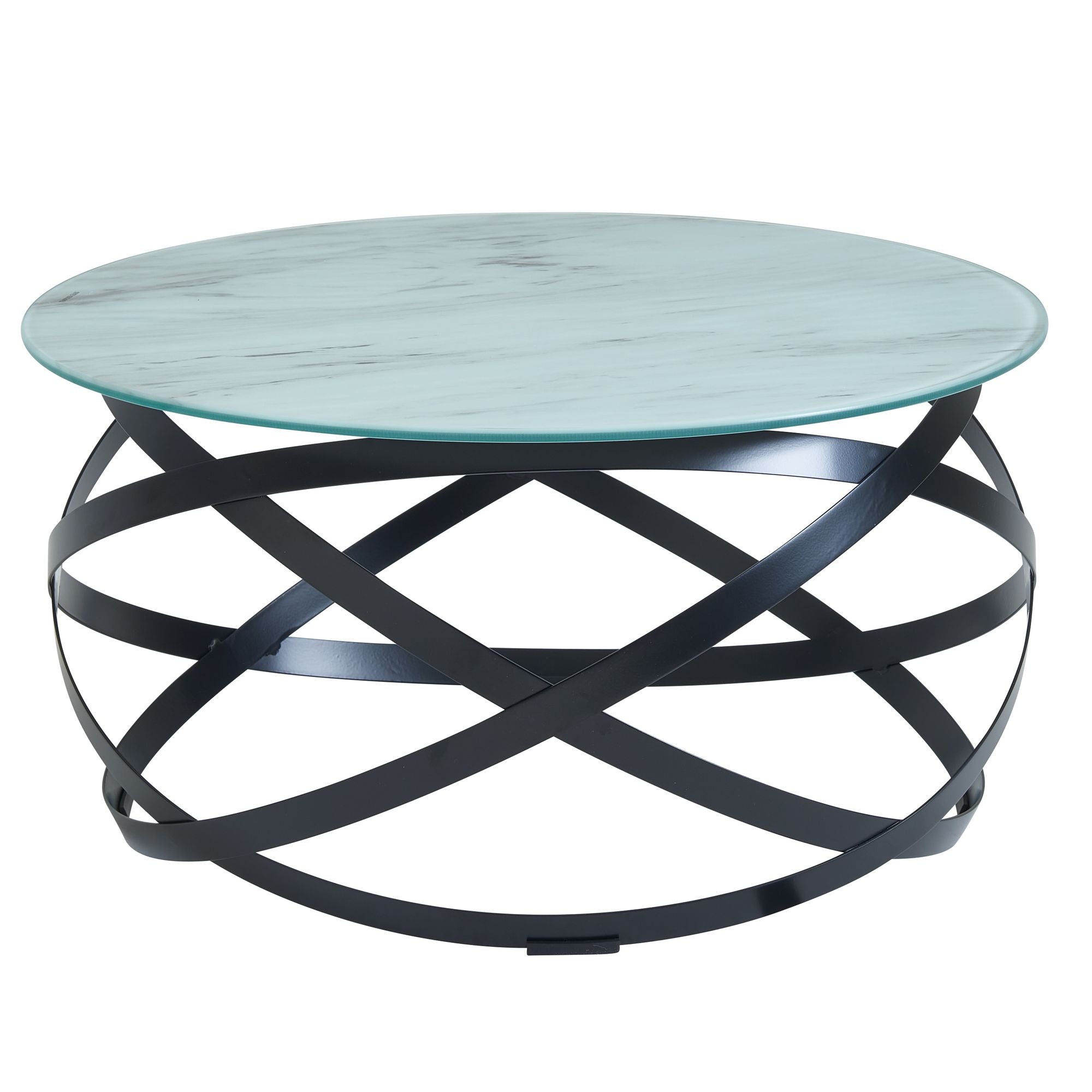 Sofabord   Glas Med Marmor-look  60x60x30 Cm  Hvid