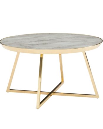 Sofabord   Marmor Look  76x76x41 Cm  Rundt  Hvid