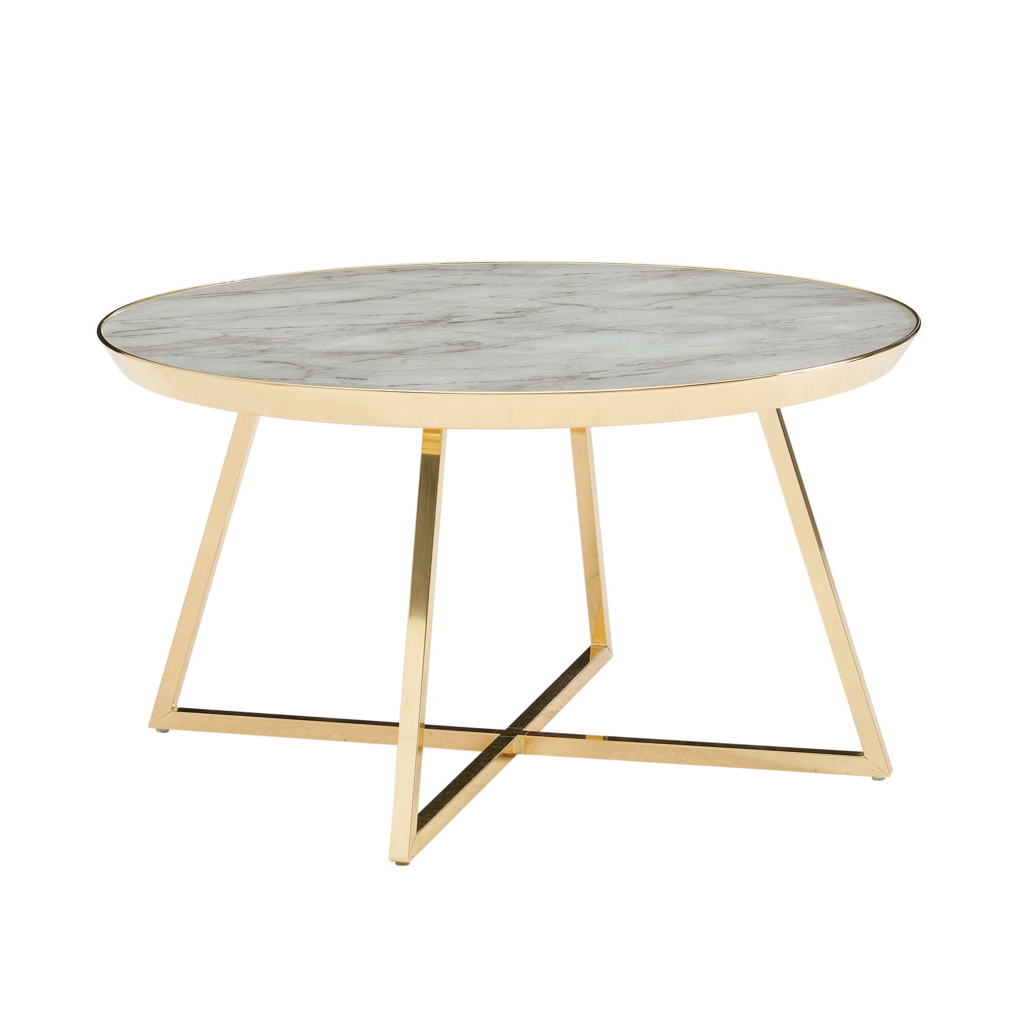 Sofabord   Marmor Look  76x76x41 Cm  Rundt  Hvid