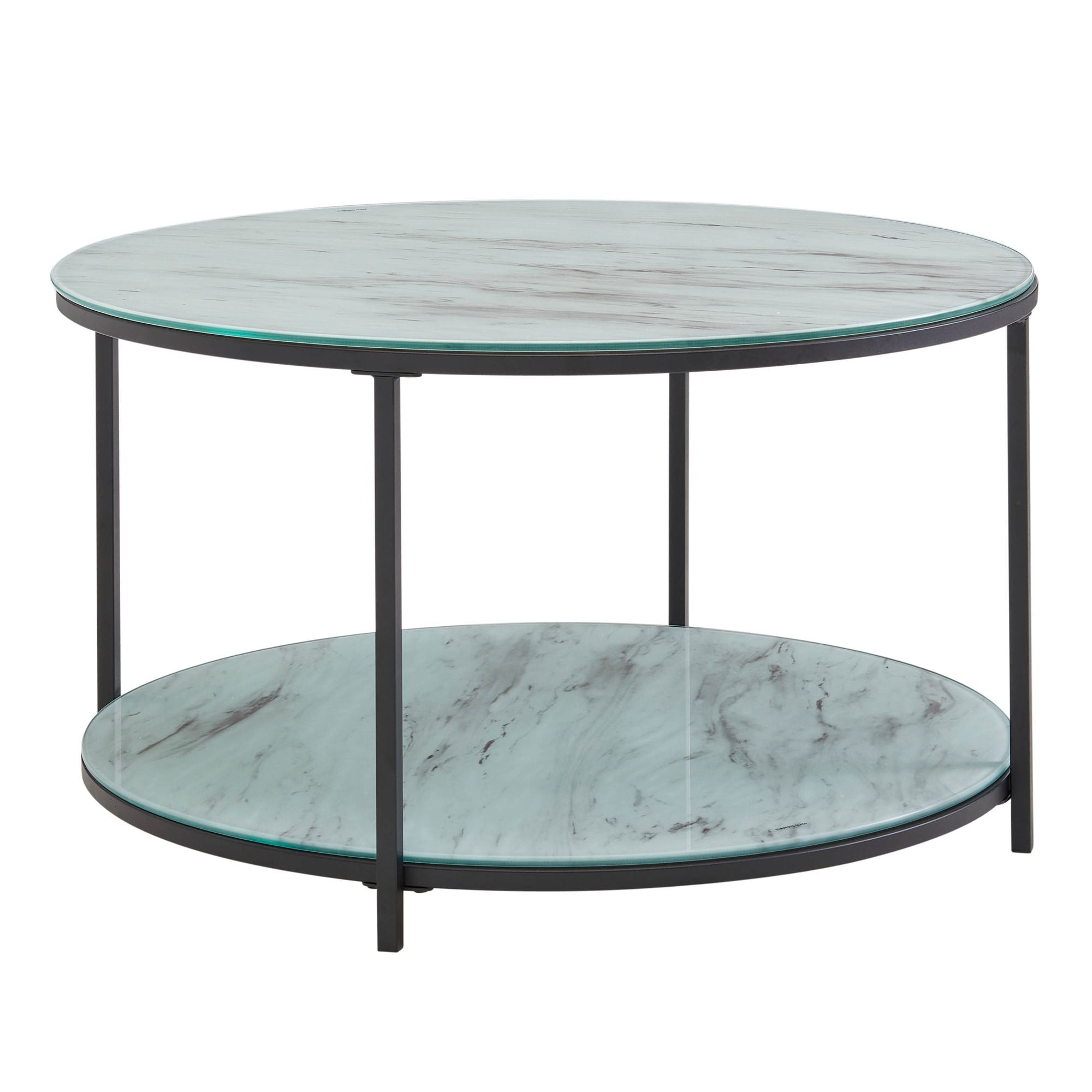 Sofabord   Marmor-look  80x80x45 Cm  Hvid