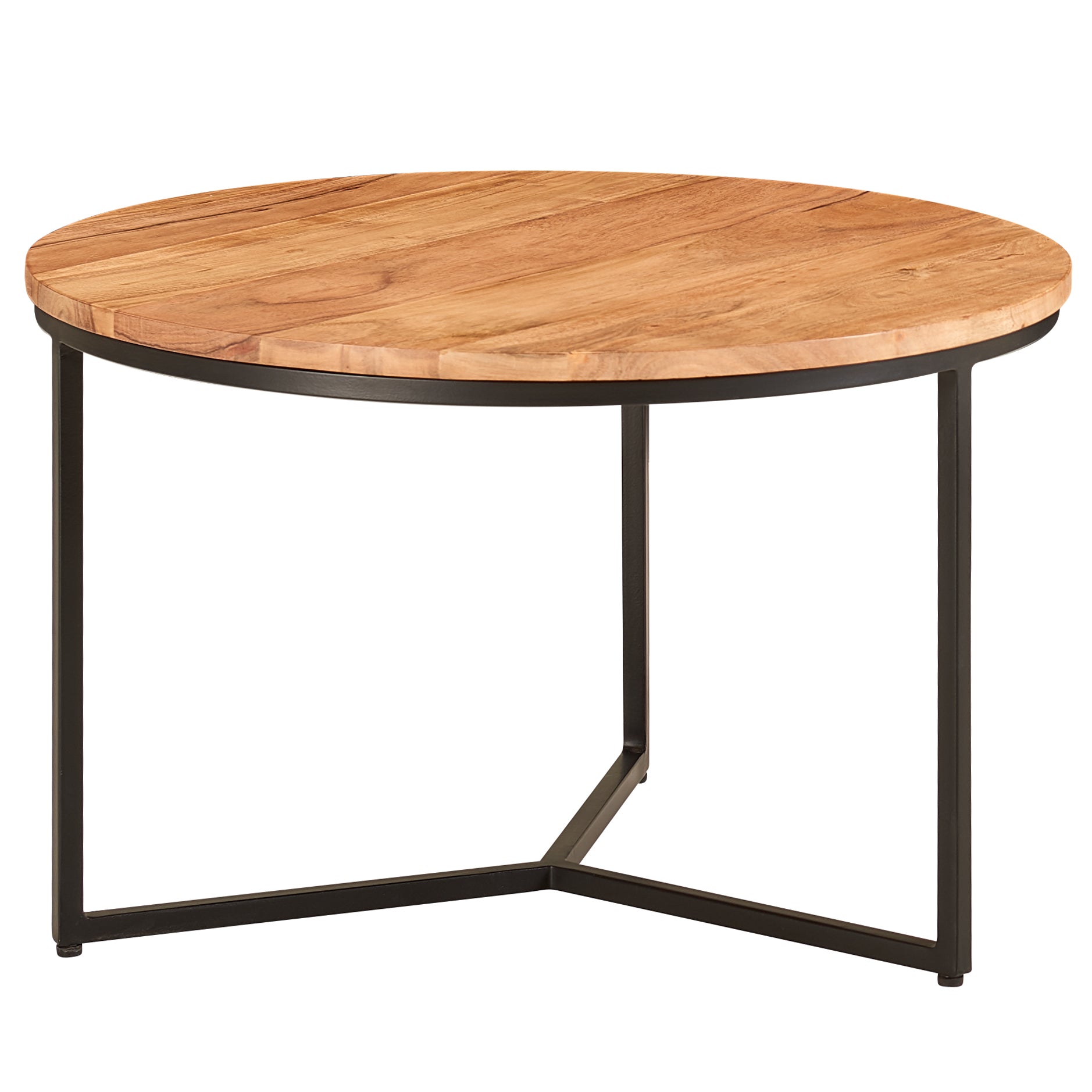 Sofabord   Massivt Akacietræ  Japandi-look  60x60x38 Cm  Naturfarvet