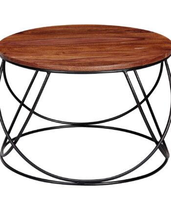 Sofabord   Massivt Træ   Metal  60   40   60 Cm  Inudstrielt Look  Brun