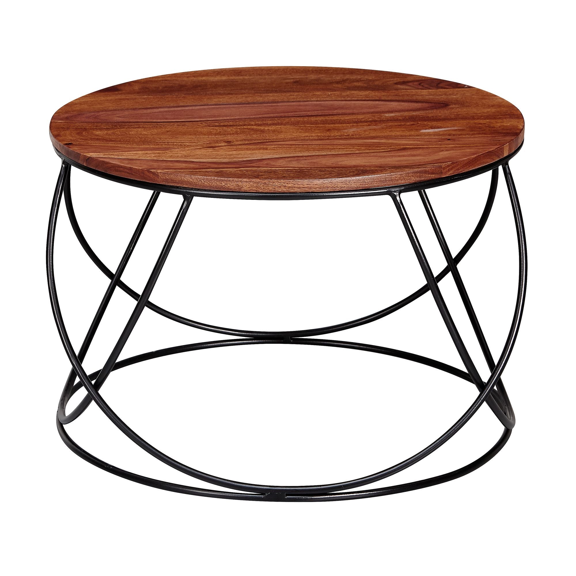 Sofabord   Massivt Træ   Metal  60   40   60 Cm  Inudstrielt Look  Brun