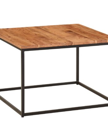 Sofabord   Massivt Træ Og Metal  60x60x41 Cm  Naturfarvet