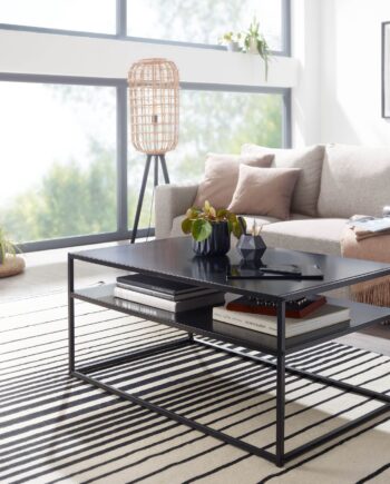 Sofabord   Trendy Industrielt Look  Metal  100x60x45 Cm  Sort